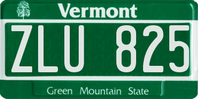 VT license plate ZLU825