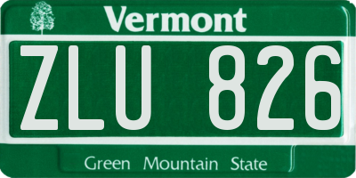 VT license plate ZLU826