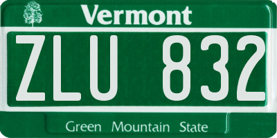 VT license plate ZLU832