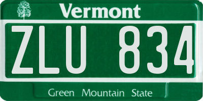 VT license plate ZLU834