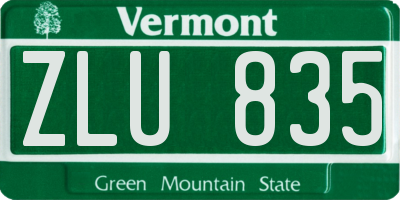 VT license plate ZLU835