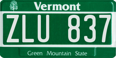 VT license plate ZLU837