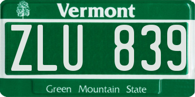 VT license plate ZLU839