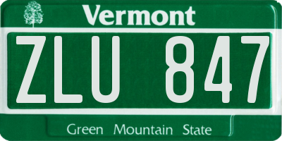 VT license plate ZLU847