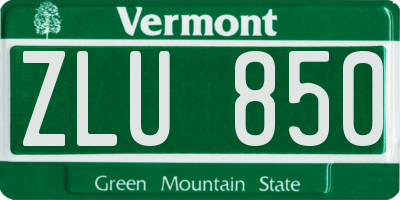 VT license plate ZLU850