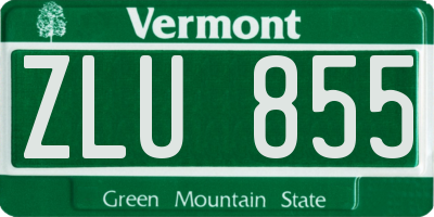 VT license plate ZLU855