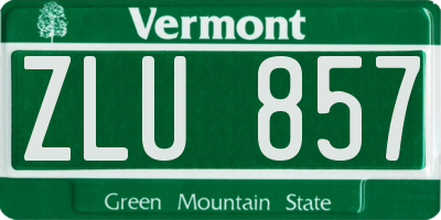 VT license plate ZLU857