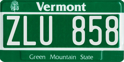 VT license plate ZLU858