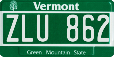 VT license plate ZLU862