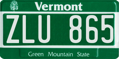 VT license plate ZLU865