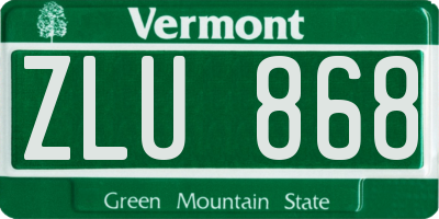 VT license plate ZLU868