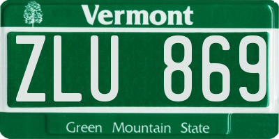 VT license plate ZLU869