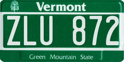 VT license plate ZLU872
