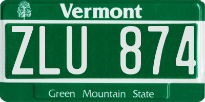 VT license plate ZLU874