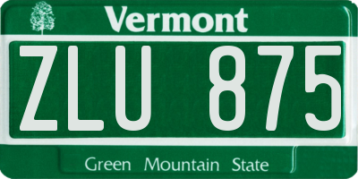 VT license plate ZLU875