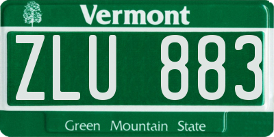 VT license plate ZLU883