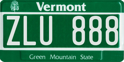 VT license plate ZLU888