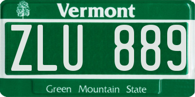 VT license plate ZLU889