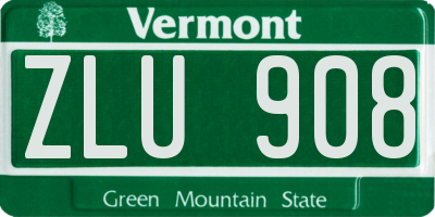 VT license plate ZLU908