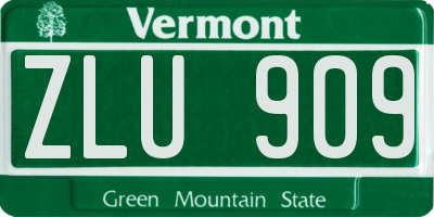 VT license plate ZLU909