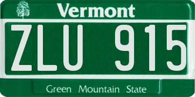 VT license plate ZLU915