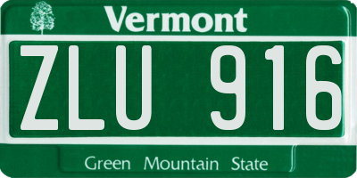 VT license plate ZLU916