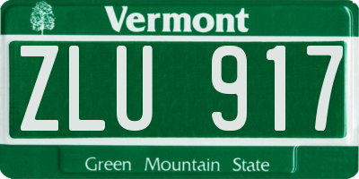 VT license plate ZLU917