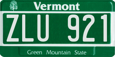 VT license plate ZLU921