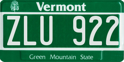 VT license plate ZLU922
