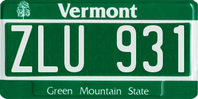 VT license plate ZLU931