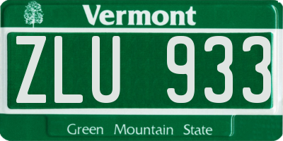 VT license plate ZLU933