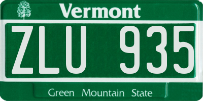 VT license plate ZLU935
