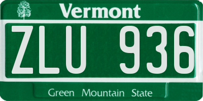 VT license plate ZLU936