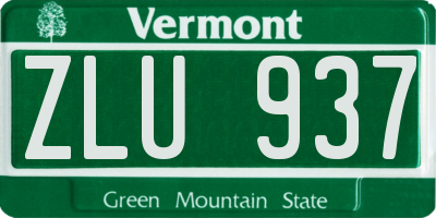 VT license plate ZLU937