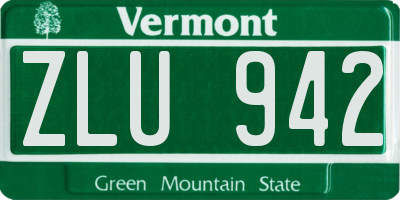 VT license plate ZLU942