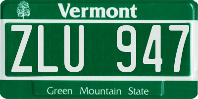 VT license plate ZLU947