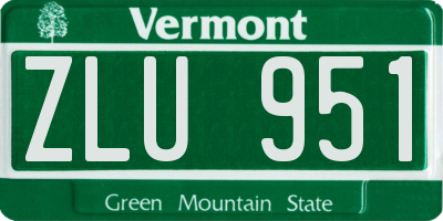 VT license plate ZLU951
