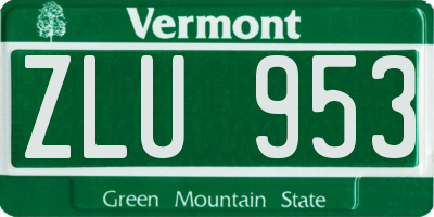 VT license plate ZLU953