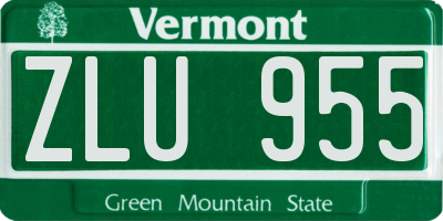 VT license plate ZLU955