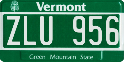 VT license plate ZLU956