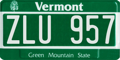 VT license plate ZLU957