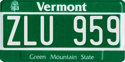 VT license plate ZLU959