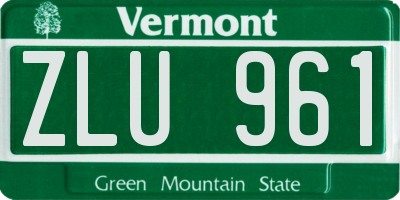 VT license plate ZLU961
