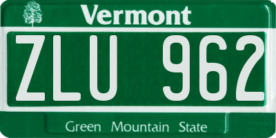 VT license plate ZLU962