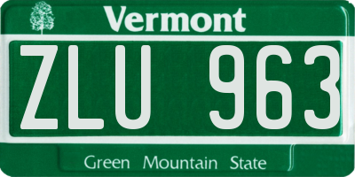 VT license plate ZLU963