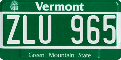 VT license plate ZLU965