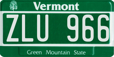 VT license plate ZLU966