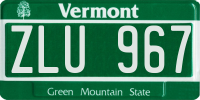 VT license plate ZLU967