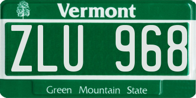 VT license plate ZLU968