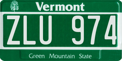 VT license plate ZLU974